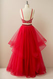 Duas peças Halter Beaded Vestido de baile
