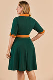 Vestido verde v pescoço swing festa