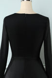 Vestido xadrez de 1950 com mangas compridas