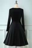 Vestido xadrez de 1950 com mangas compridas