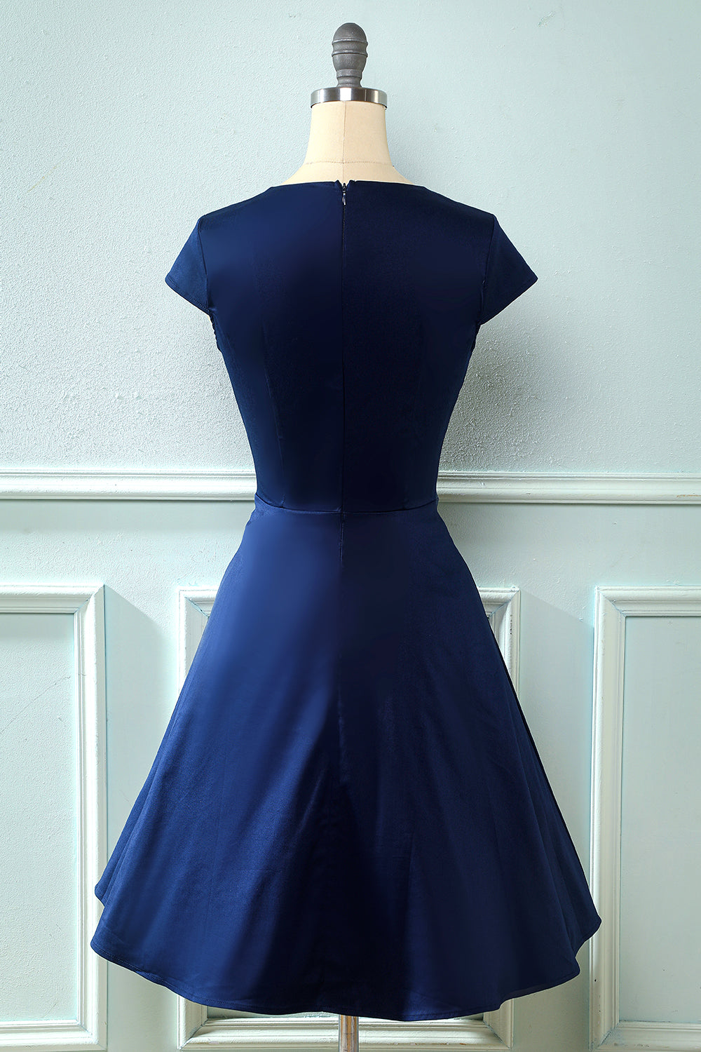 Vestido azul marinho Jewel 1950 com buraco de fechadura