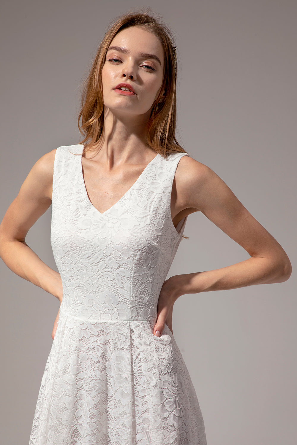 Vestido Midi de Renda Branca