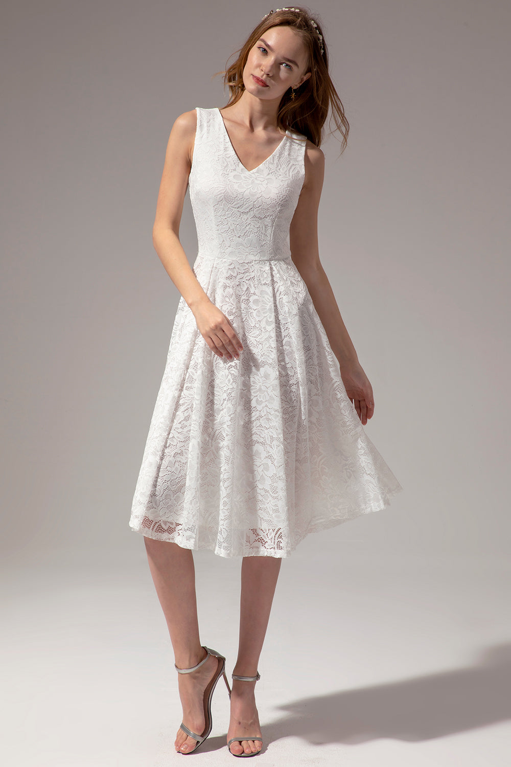 Vestido Midi de Renda Branca