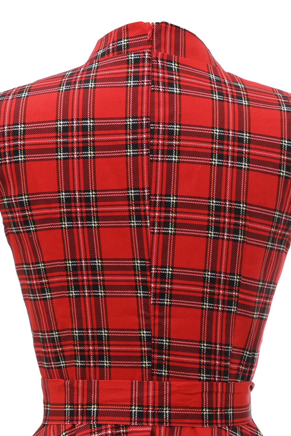 Vestido vermelho plaid vintage plus com bowknot