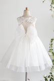 Vestido de menina flor branca com arco