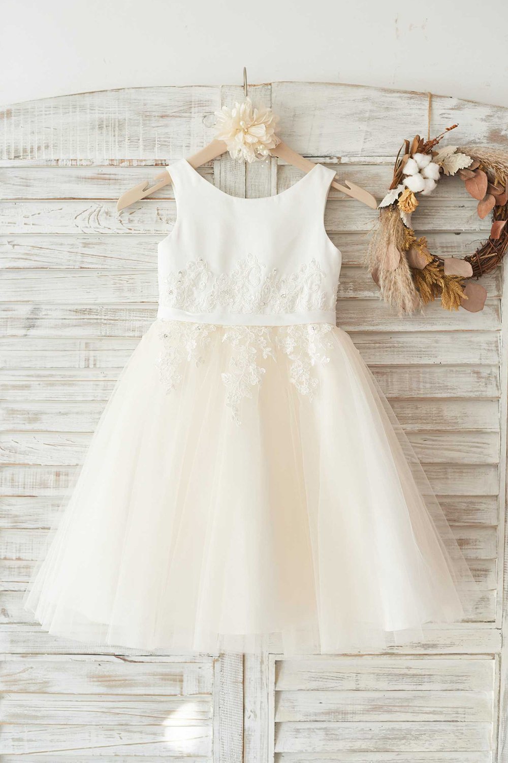 Meninas Bambi Ivory Broderie Anglaise Tulle Dress