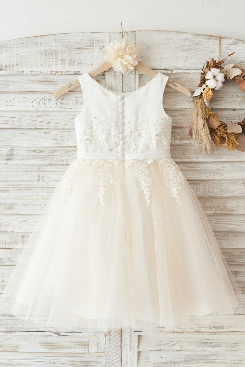 Meninas Bambi Ivory Broderie Anglaise Tulle Dress