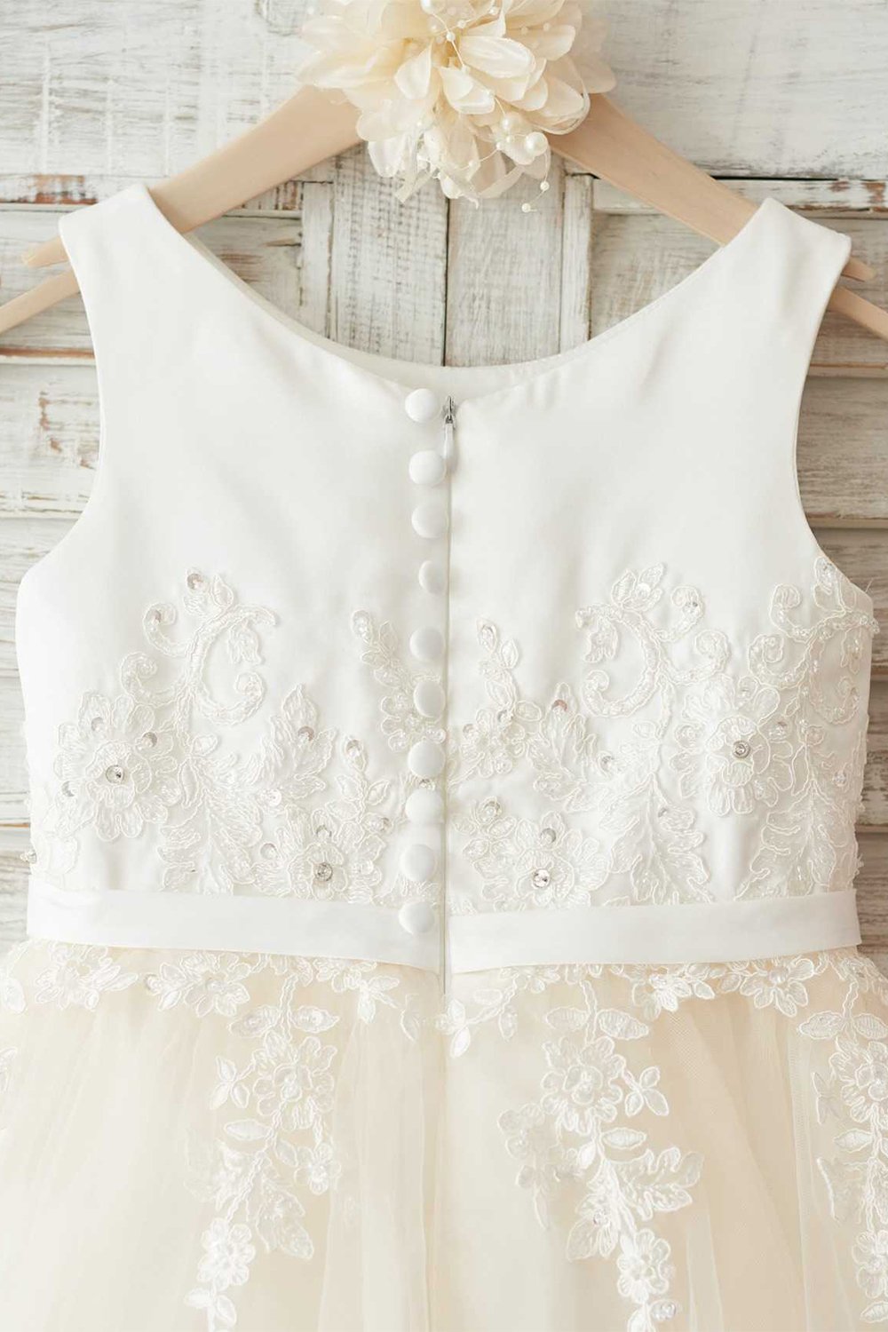 Meninas Bambi Ivory Broderie Anglaise Tulle Dress