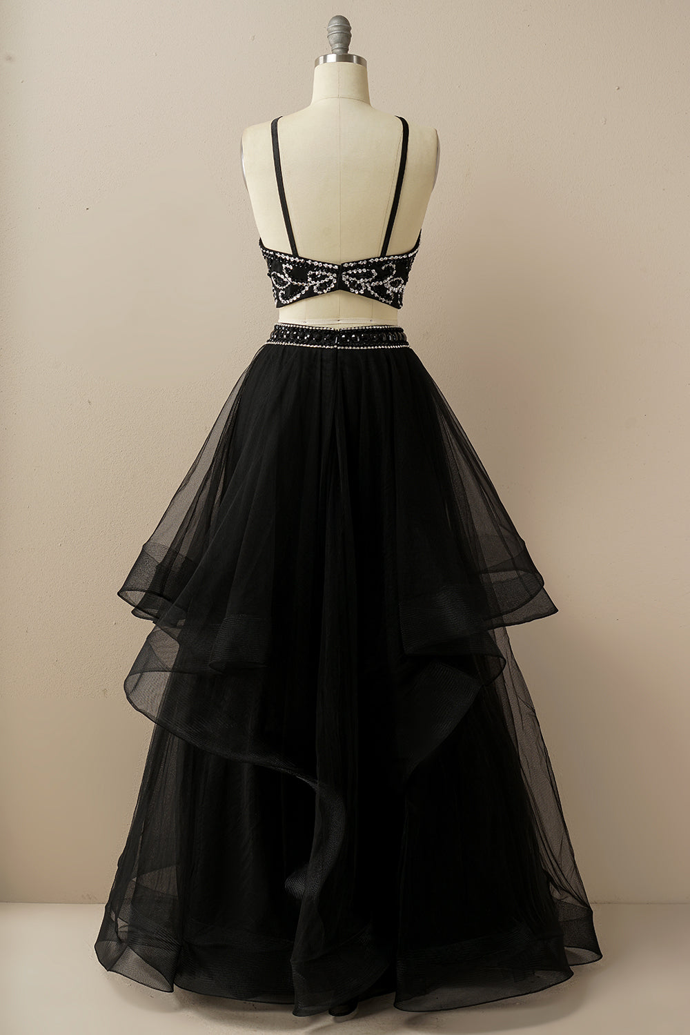 Duas peças Halter Beaded Vestido de baile