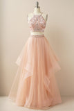Duas peças Halter Beaded Vestido de baile