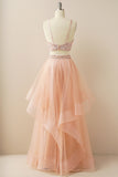 Duas peças Halter Beaded Vestido de baile