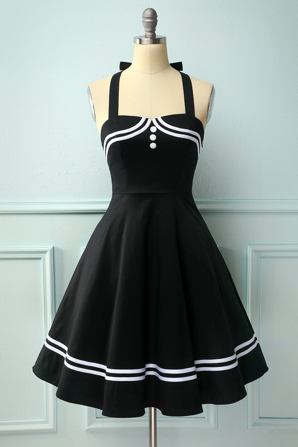 Vestido preto dos anos 50 Rockabilly Pin Up