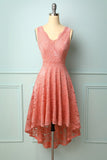 Vestido de renda com decote em v blush