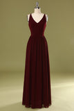 Vestido de dama de honra longo simples de Borgonha