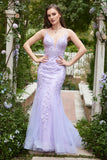 Sereia Roxo Vestido de Baile Com Apliques
