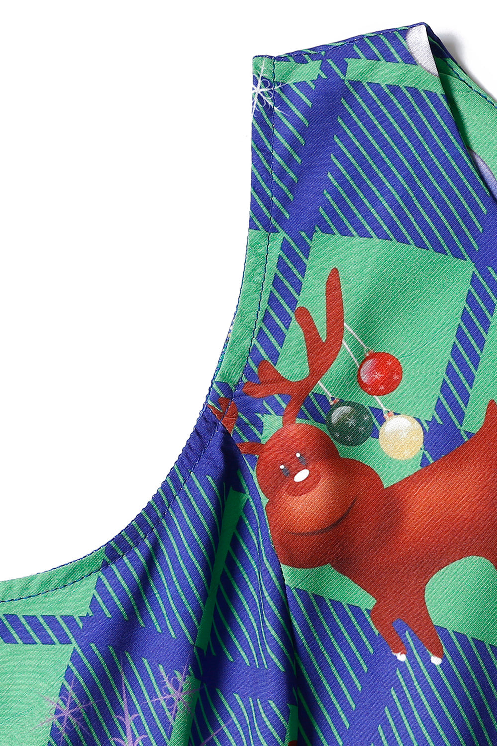 Vestido de Natal de impressão de xadrez vintage verde