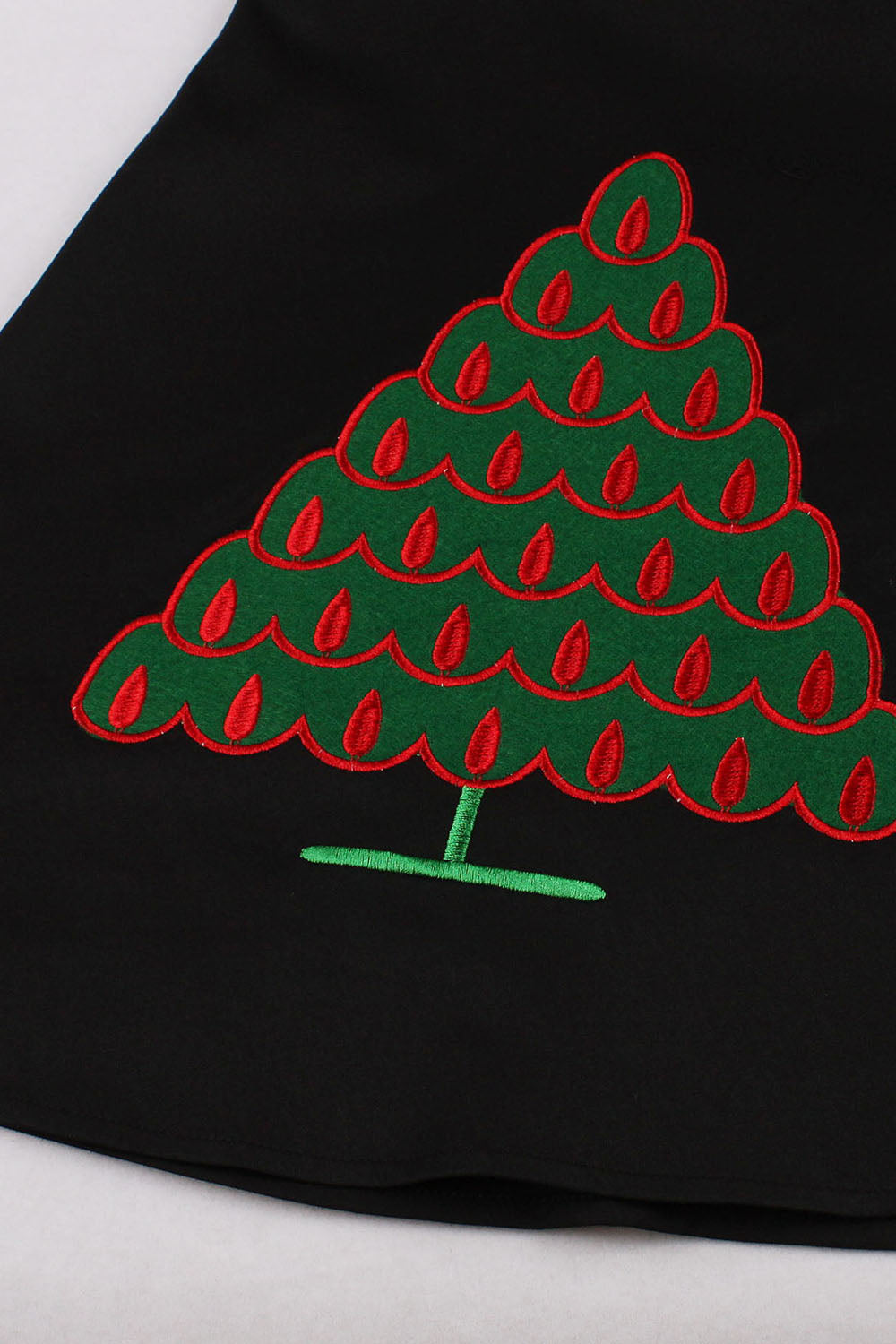 Vestido preto de Xmas com mangas de chapéu de árvore de Natal