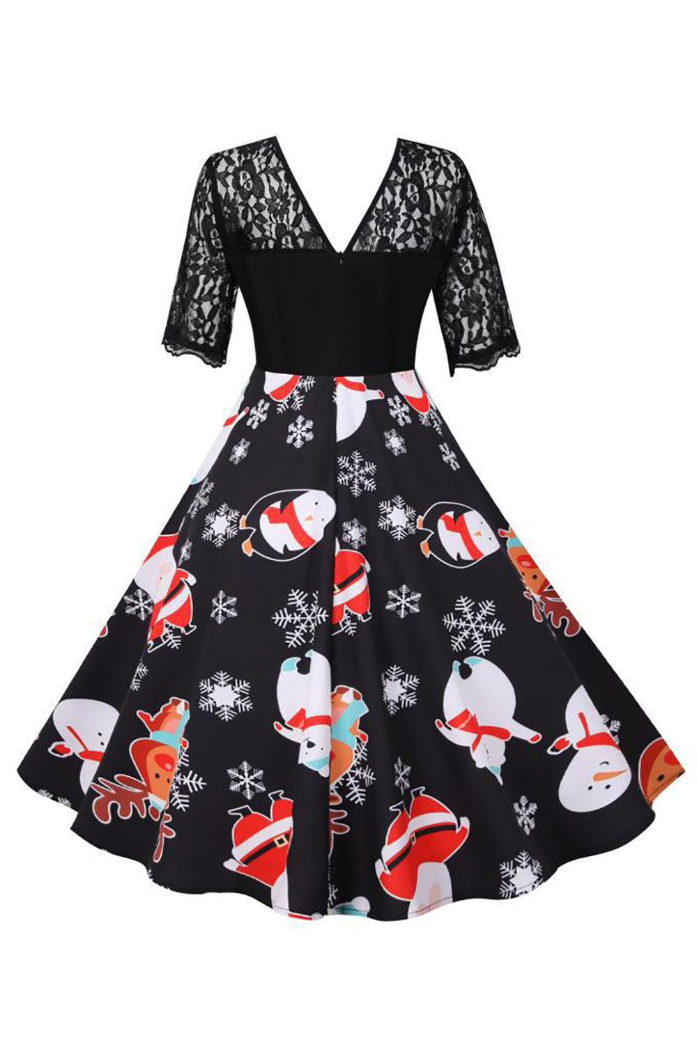 Novo vestido de impressão de renda para a festa de Natal