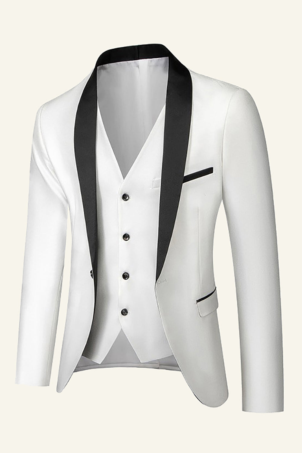 Azul Escuro Lapela Shawl 3 Peças Fato Masculino