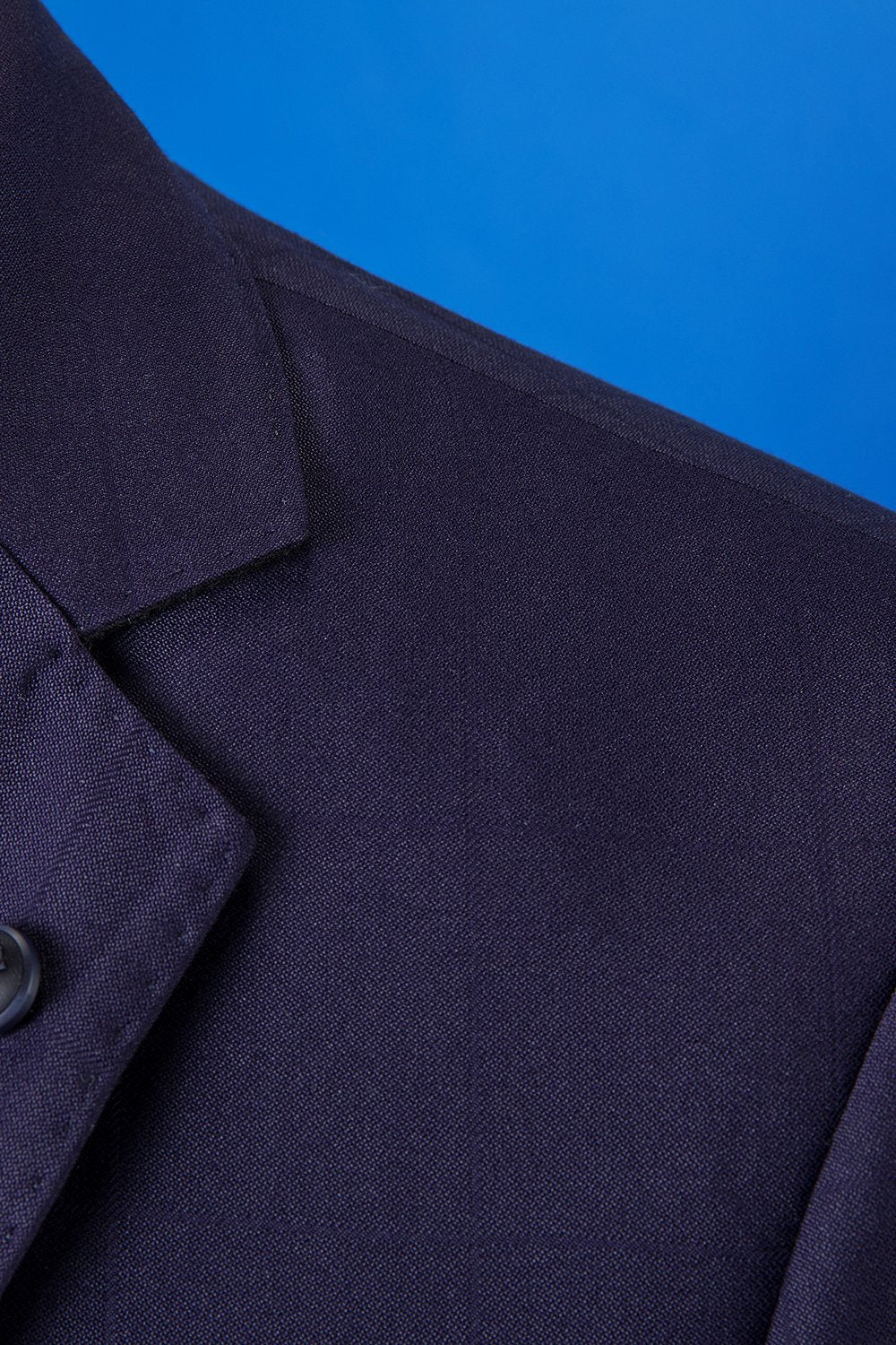 Azul Escuro Lapela Entalhada 3 Peças Terno Masculino