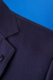 Azul Escuro Lapela Entalhada 3 Peças Terno Masculino