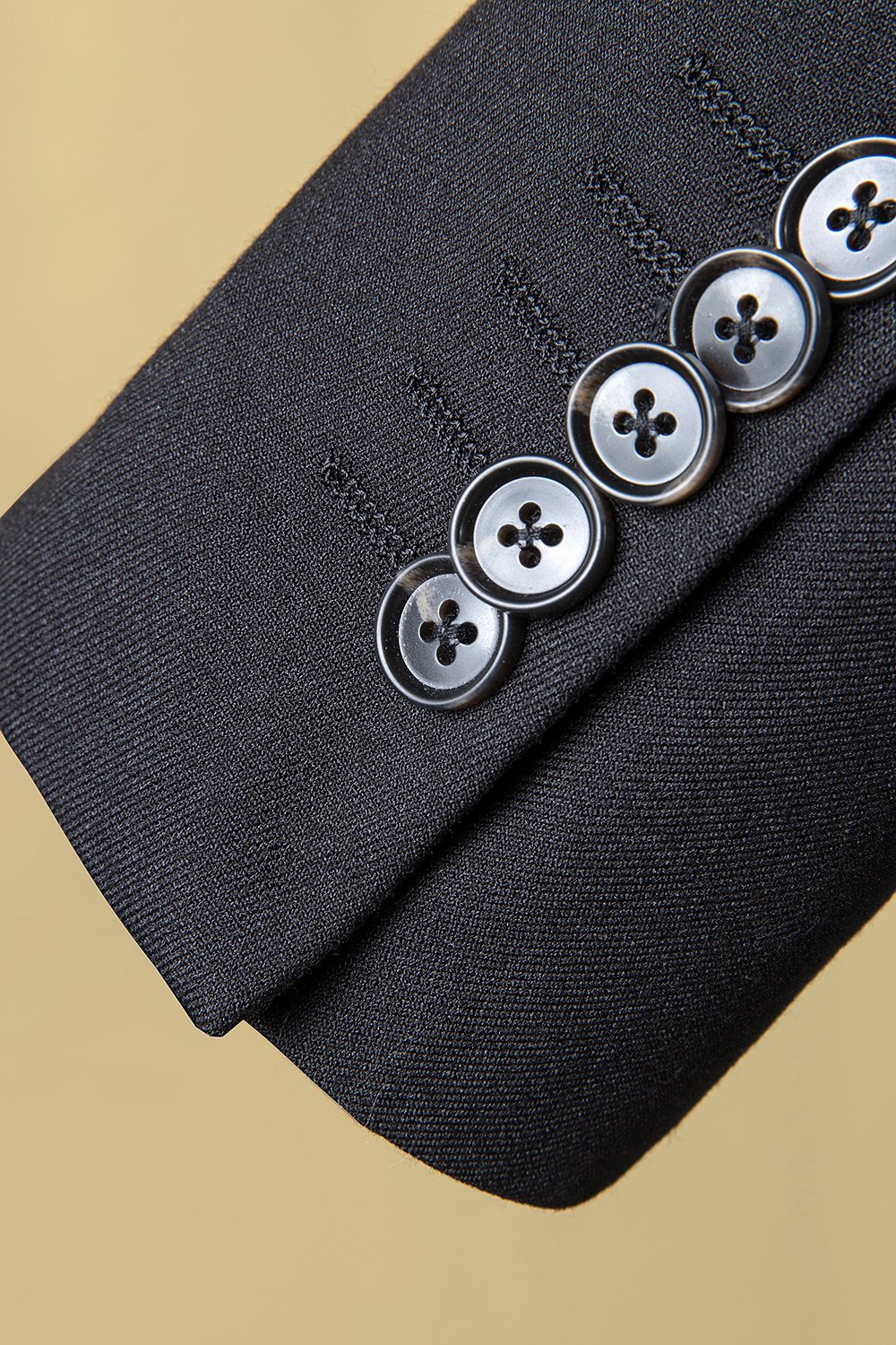 Preto Lapela de Pico Terno Masculino 3 Peças