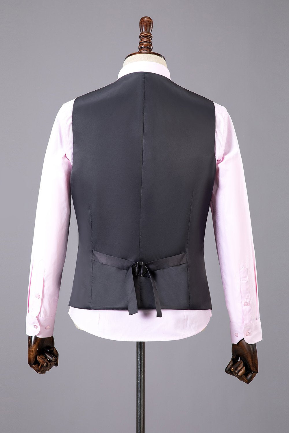 Cinza Xadrez 3 Peças Lapela de Pico Terno Masculino