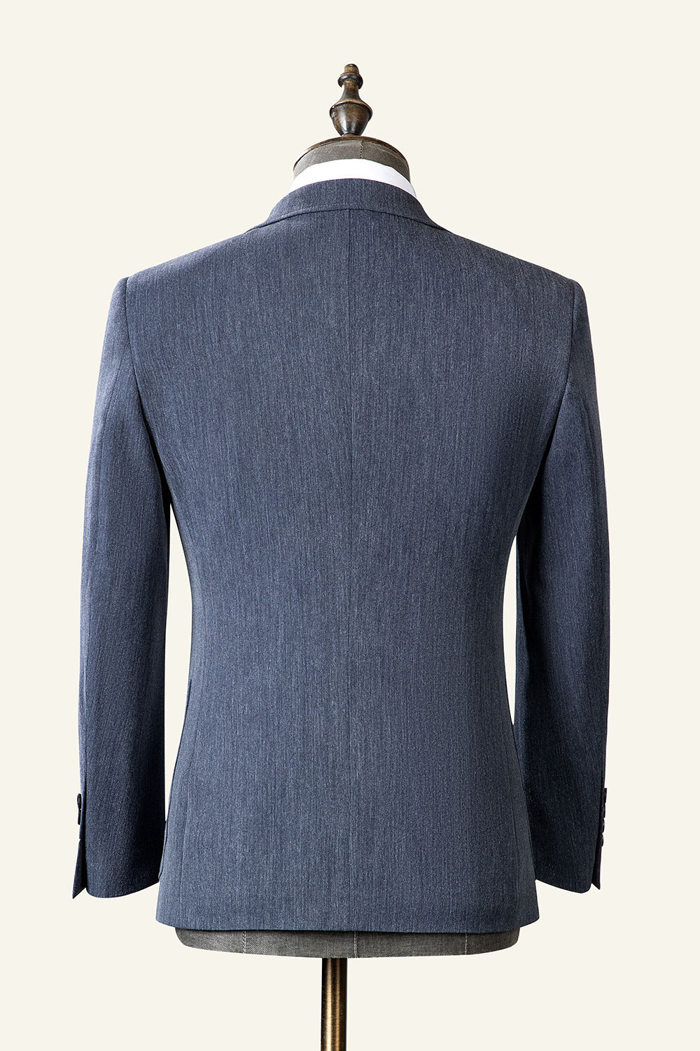 Cinza Azul Lapela Entalhada 3 Peças Terno Masculino