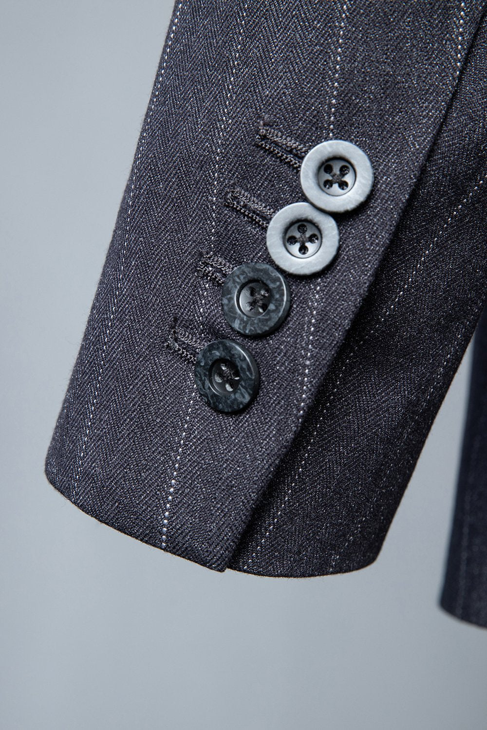 Lapela Entalhada Listras Preto Terno Masculino 3 Peças