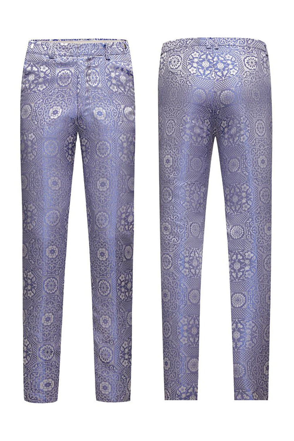 Rosa Claro Jacquard Lapela Shawl 2 Peças Terno Masculino