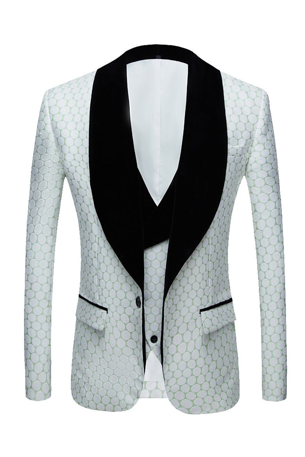 Biege Jacquard 2 Peças Fato Masculino