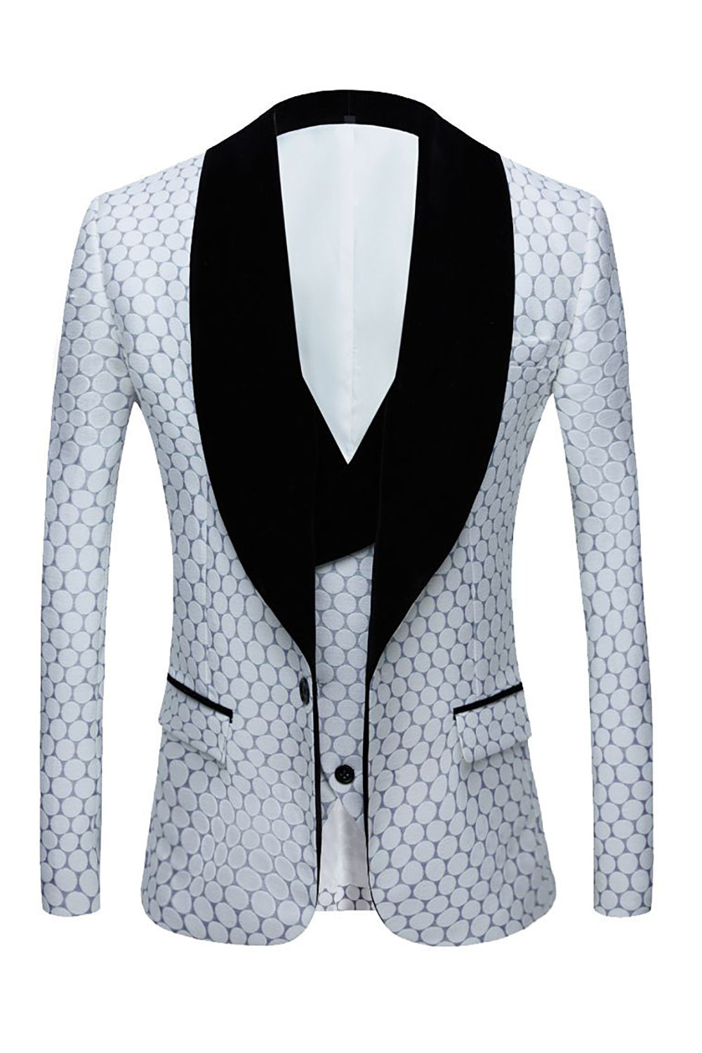 Biege Jacquard 2 Peças Fato Masculino