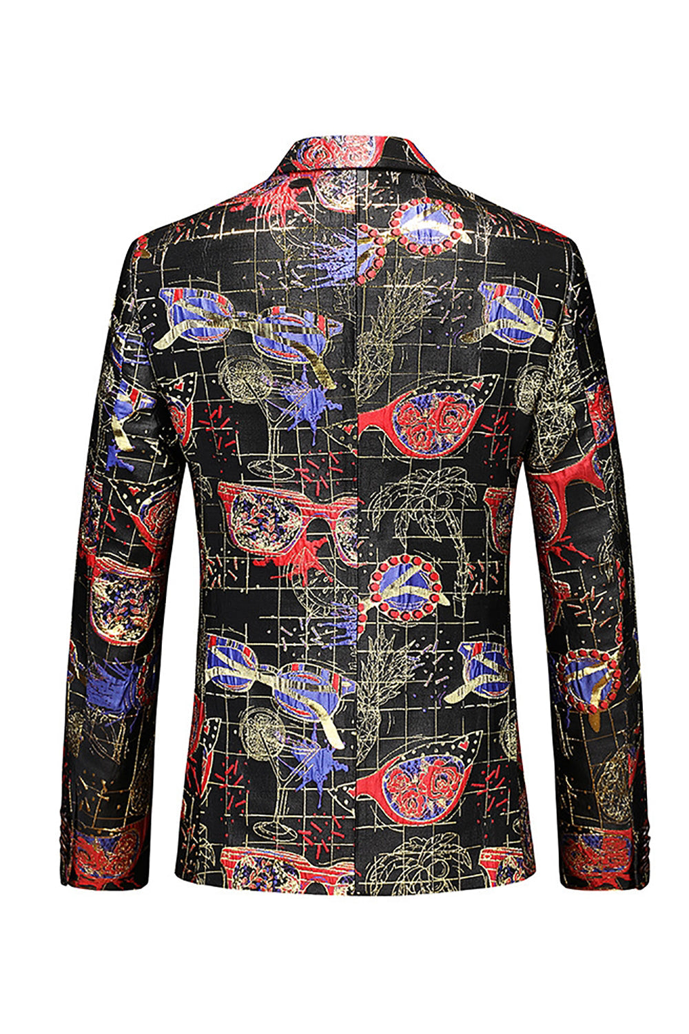 Homens Vermelho Impresso Pico Lapela 2-Piece Homecoming Suits