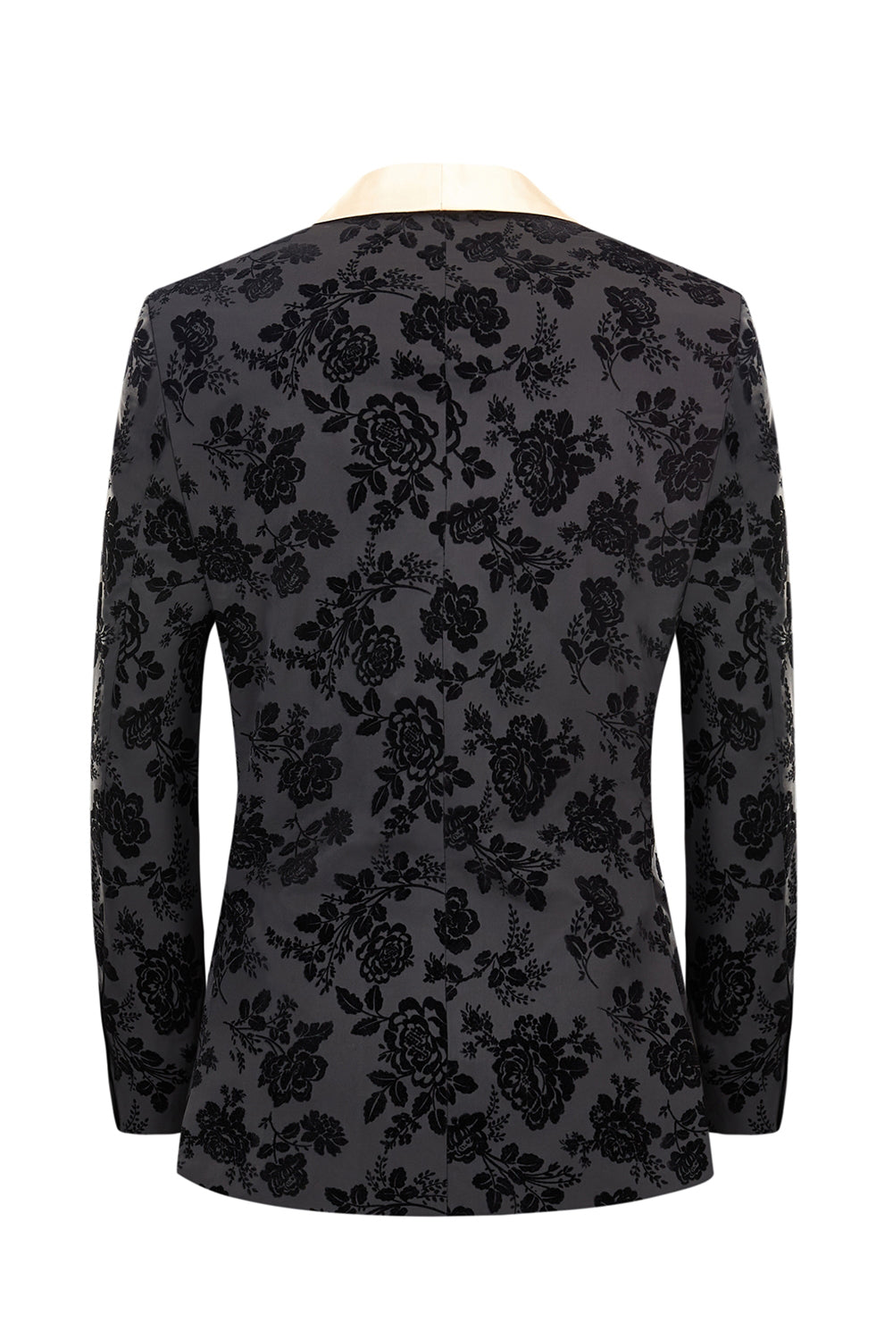 Homens Preto Jacquard 3-Piece Xaile Lapel Prom Suits