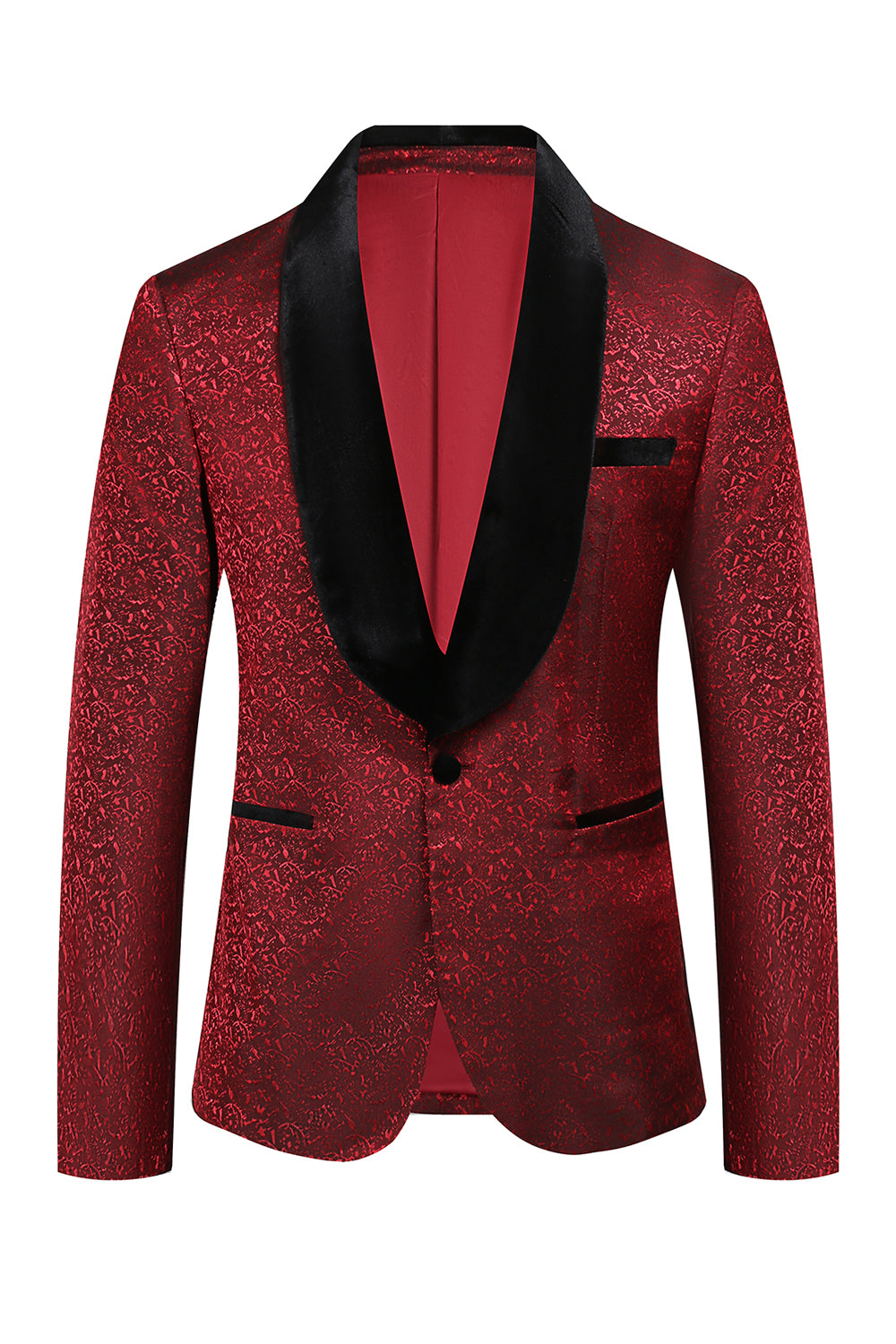 Vermelho Jacquard 2 Peças Homens Prom Ternos
