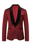 Vermelho Jacquard 2 Peças Homens Prom Ternos