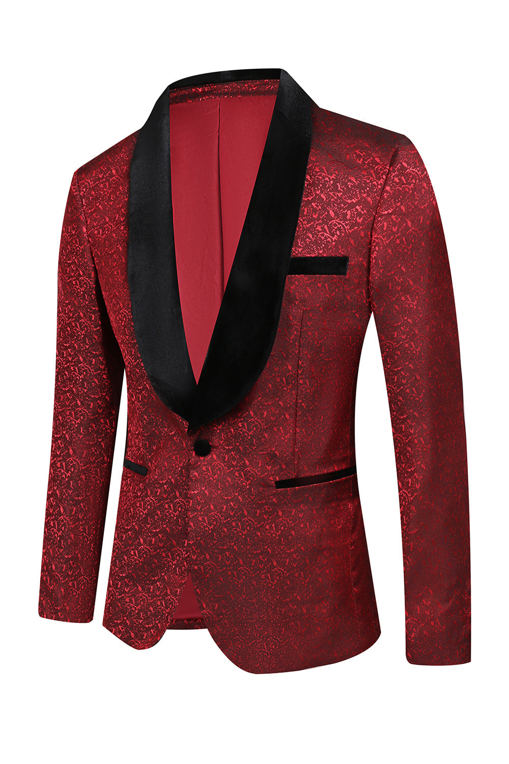 Vermelho Jacquard 2 Peças Homens Prom Ternos