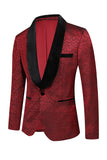 Vermelho Jacquard 2 Peças Homens Prom Ternos