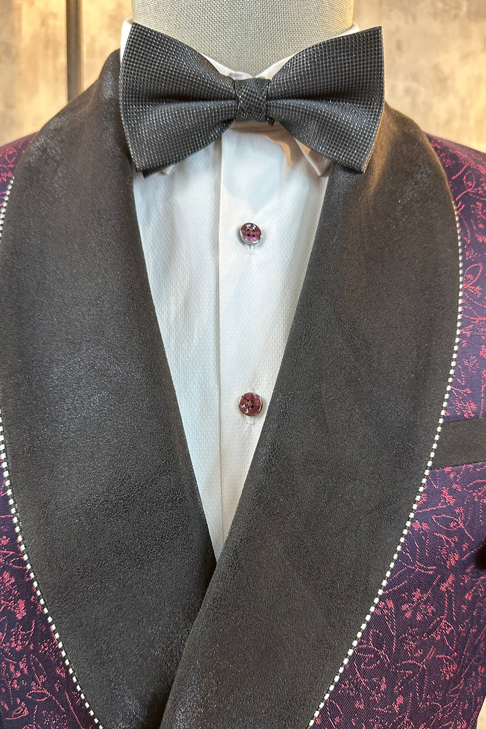 Jacquard azul escuro 2 peças homens ternos de baile com cinto