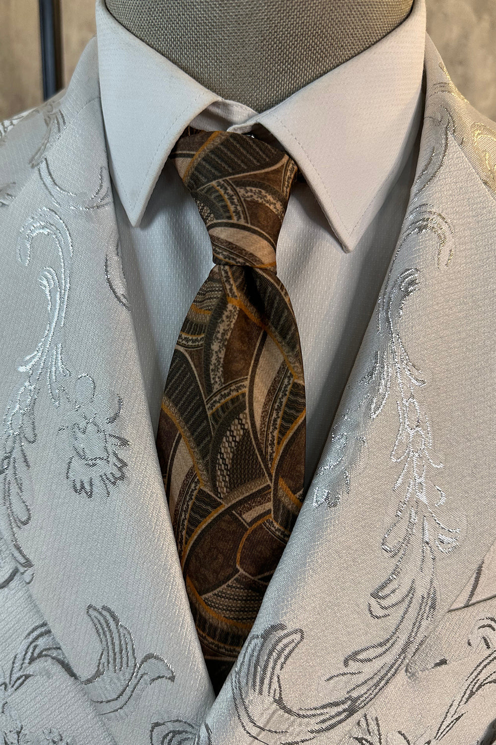 Pico Branco Lapela Jacquard 2 Peças Ternos Masculinos