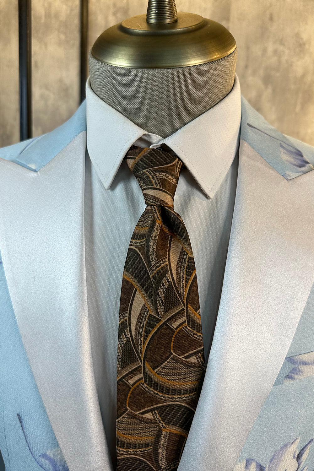 Azul Claro Floral Pico Lapela 2 Peças Ternos Masculinos