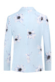Azul Claro Pico Lapela 2 Peças Florais Homens Prom Ternos