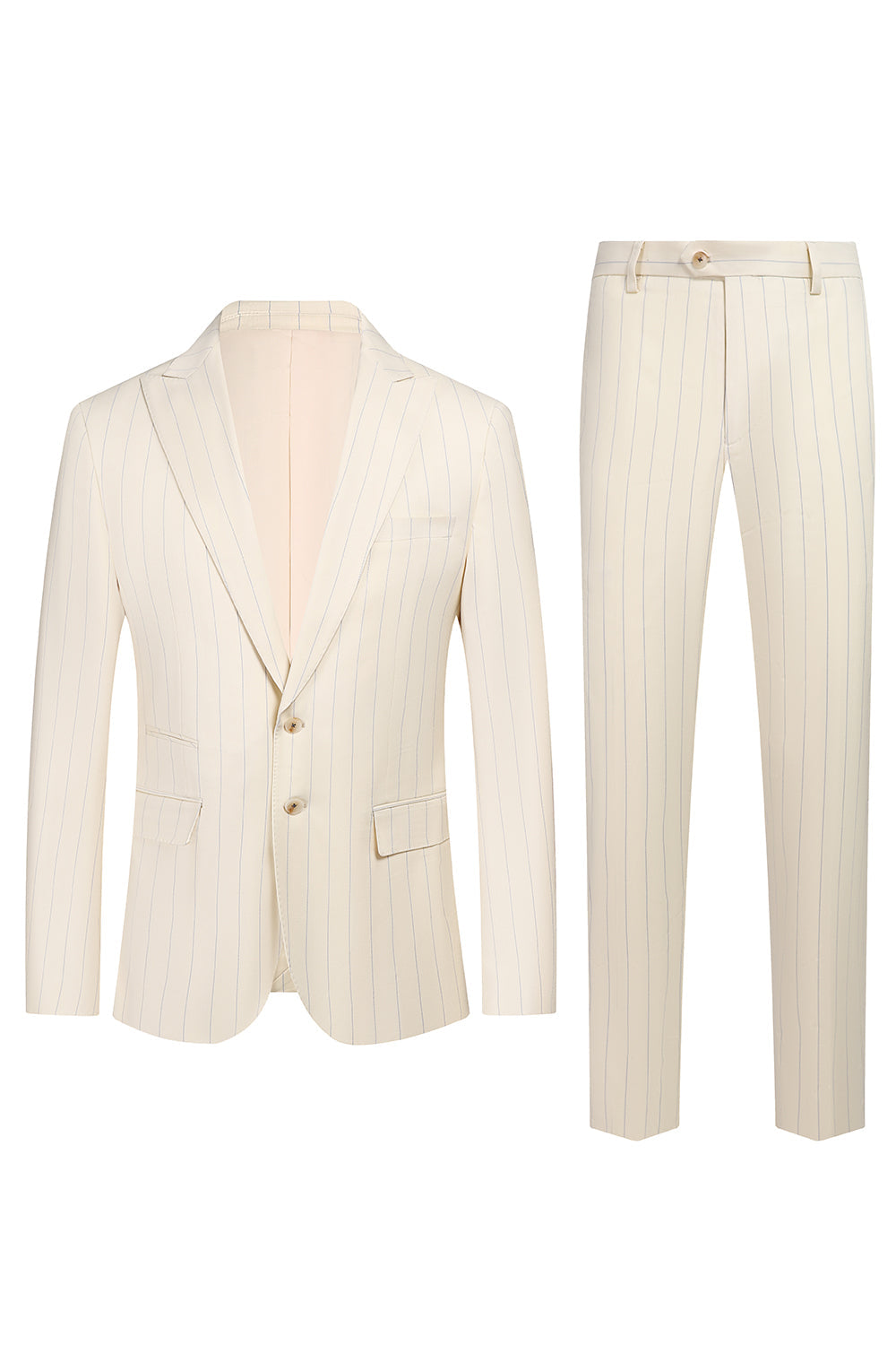 Branco 3 Peça Pinstriped Men Prom Suits