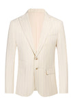 Branco 3 Peça Pinstriped Men Prom Suits