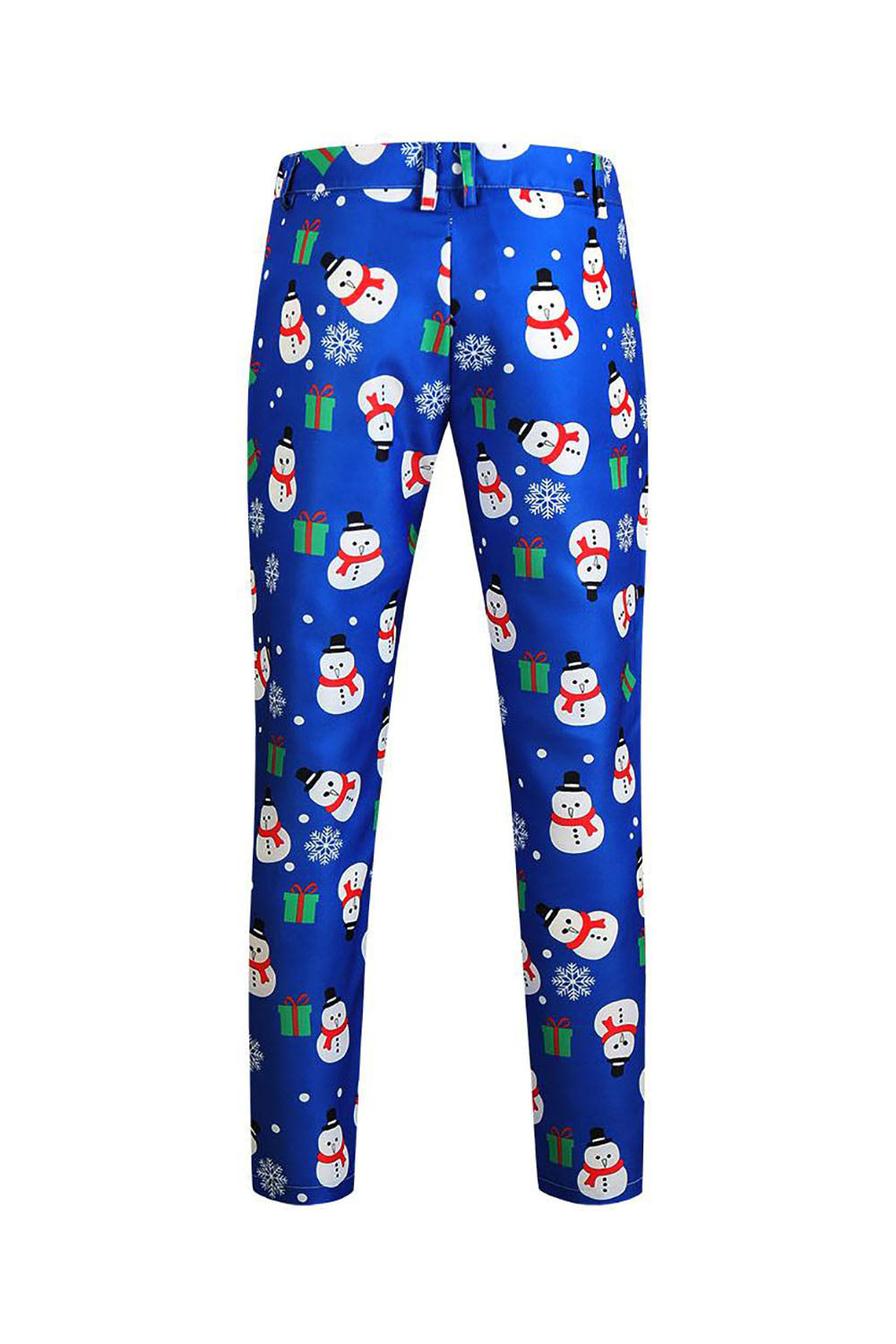 Boneco de neve azul impresso 3 peças ternos de Natal masculinos