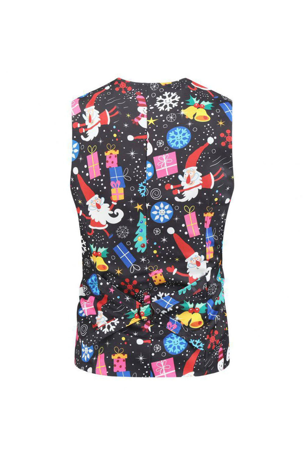 Preto colorido impresso 3 peças Natal ternos masculinos