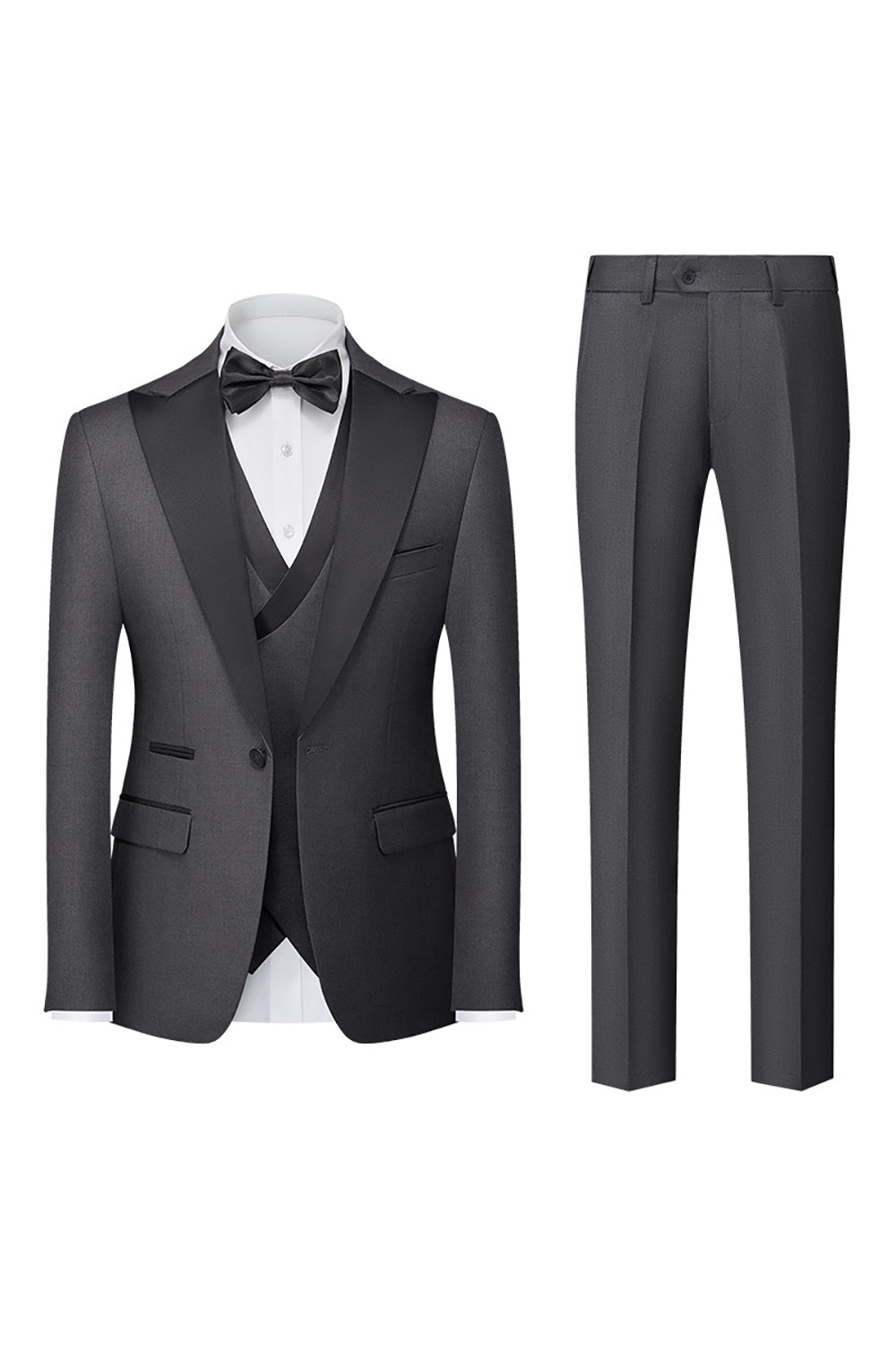 Preto 3-Piece One Button Prom Suits