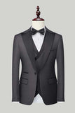 Preto 3-Piece One Button Prom Suits