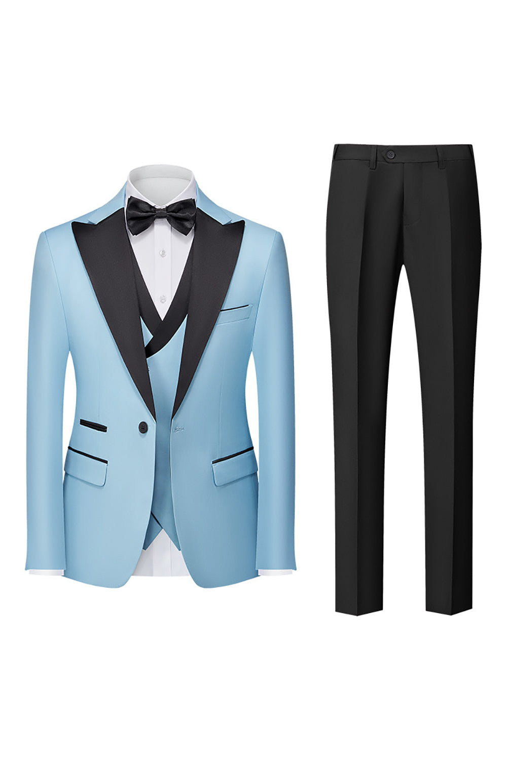 Preto 3-Piece One Button Prom Suits