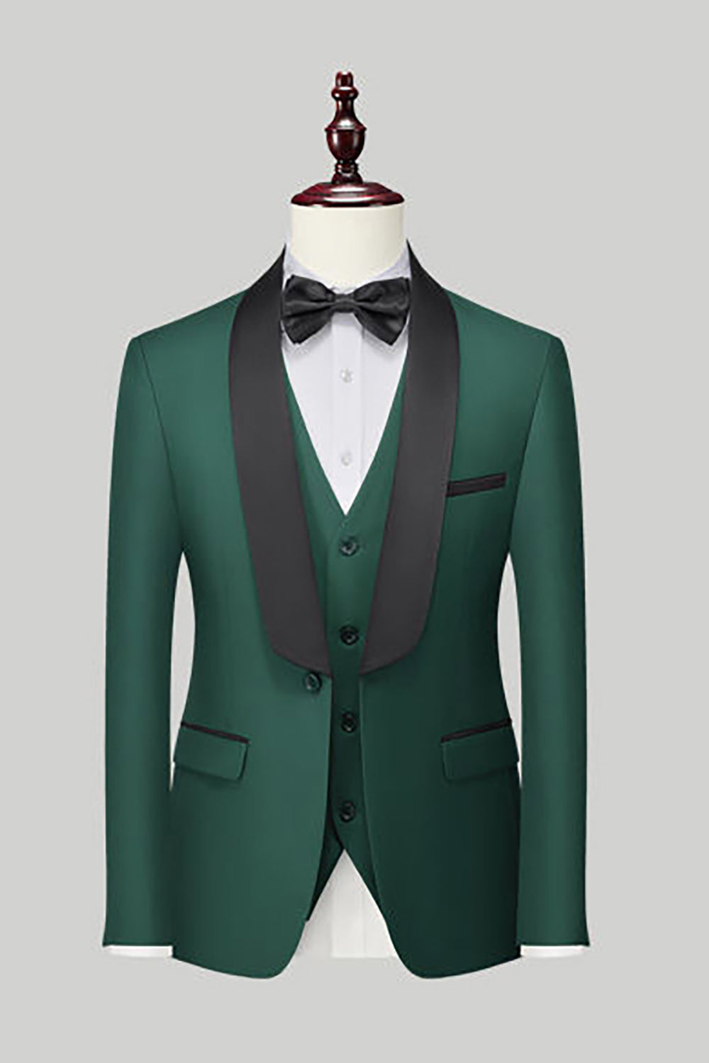 Preto 3 peças xaile lapela homens ternos